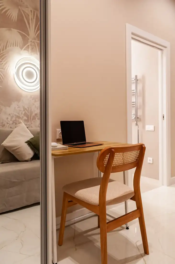 Desk and cane chair