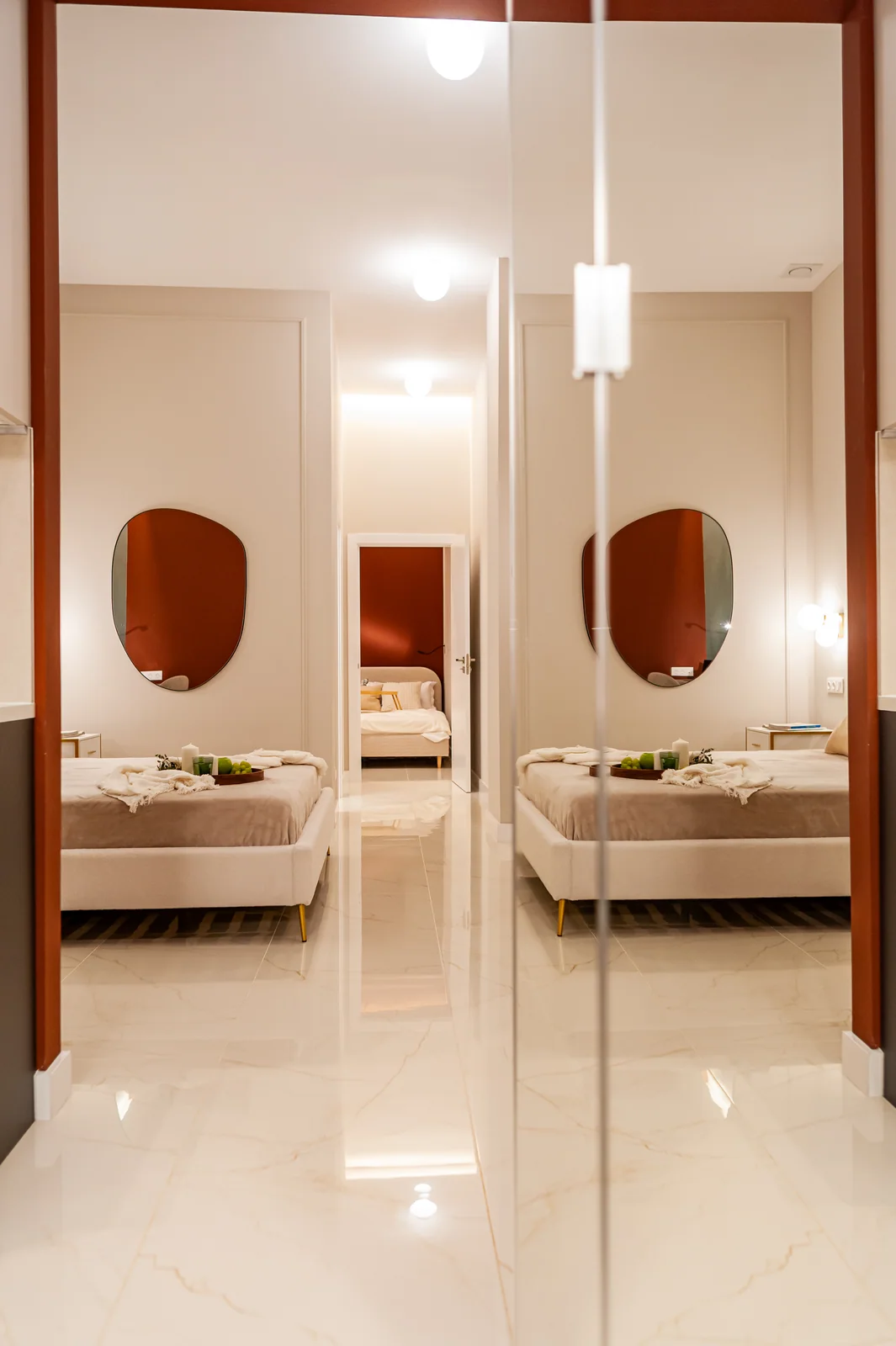 Both bedrooms in line