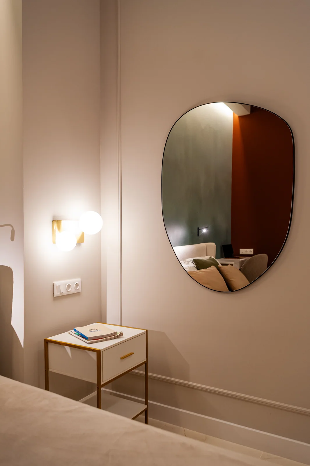 Bedside and mirror